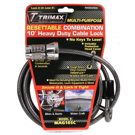 Trimax Locks Qualifies for Free Shipping Trimax Locks Cable Lock 10' x 8mm Combination #MAG10SC