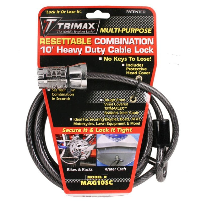 Trimax Locks Qualifies for Free Shipping Trimax Locks Cable Lock 10' x 8mm Combination #MAG10SC