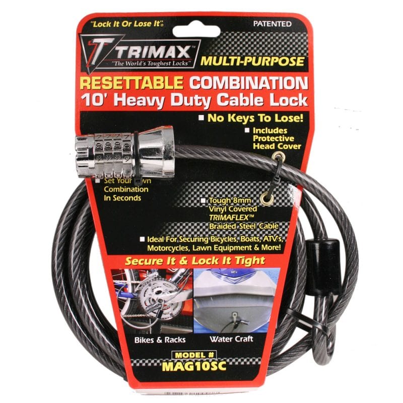 Trimax Locks Qualifies for Free Shipping Trimax Locks Cable Lock 10' x 8mm Combination #MAG10SC