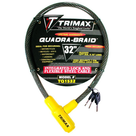 Trimax Locks Qualifies for Free Shipping Trimax Locks Quadra-Braid 32" x 15mm Integrated Cable Lock #TQ1532