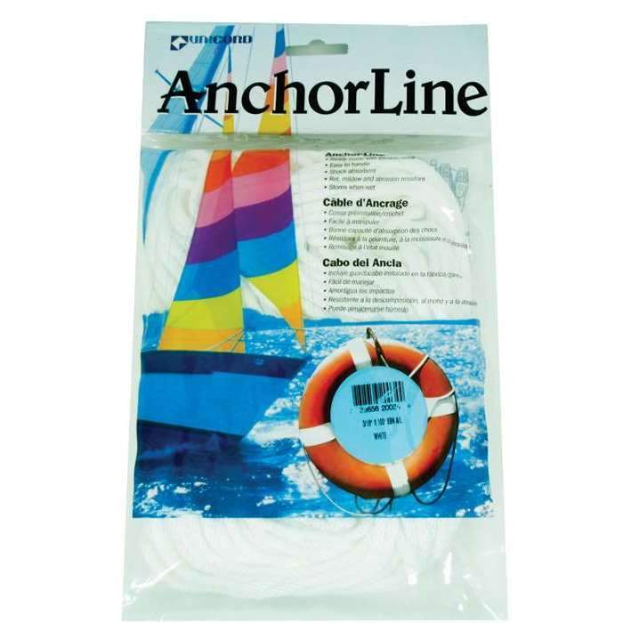 Unicord Qualifies for Free Shipping Unicord 3/16" x 100' White Nylon Anchor Rope #200344