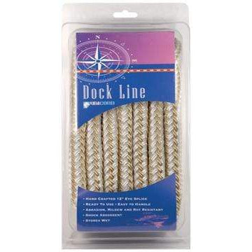 Unicord Qualifies for Free Shipping Unicord Dock Line 3/8" x 25' Double Braided Nylon Gold/White #458486