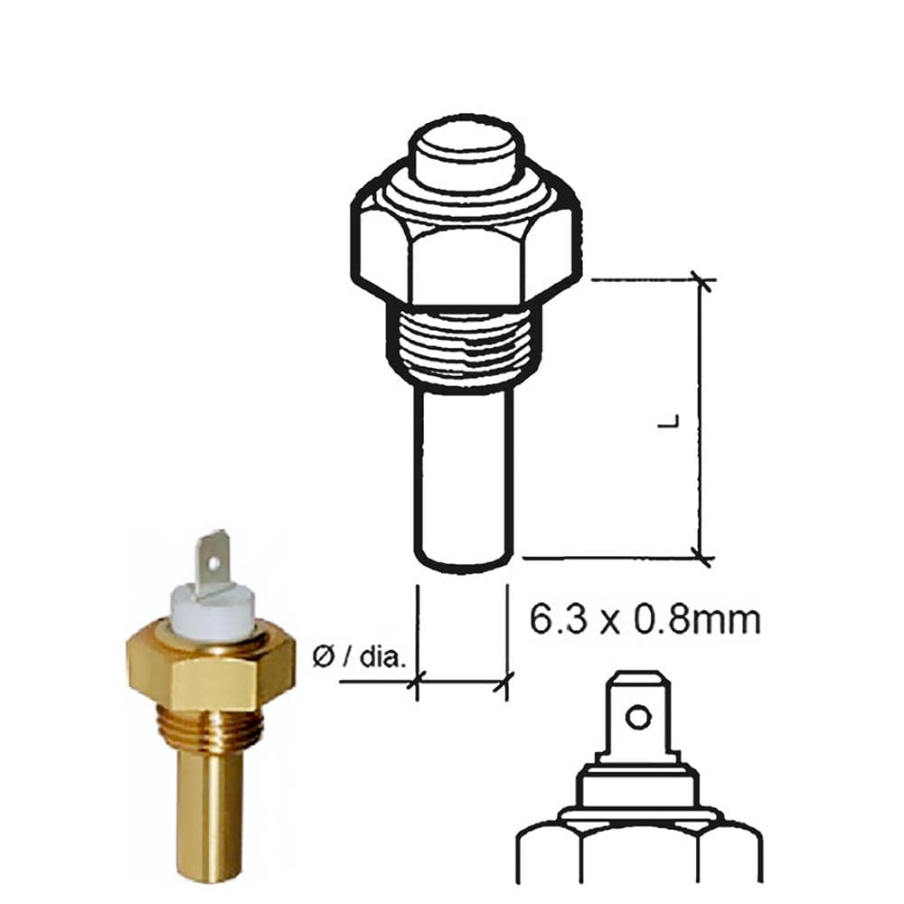 VDO Marine Coolant Temp Sensor Single Pole Spade #323-801-001-007N