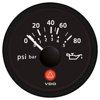 VDO Viewline Onyx 80 PSI/5 Bar Oil Pressure Gauge 12/24v #A2C53413151-S