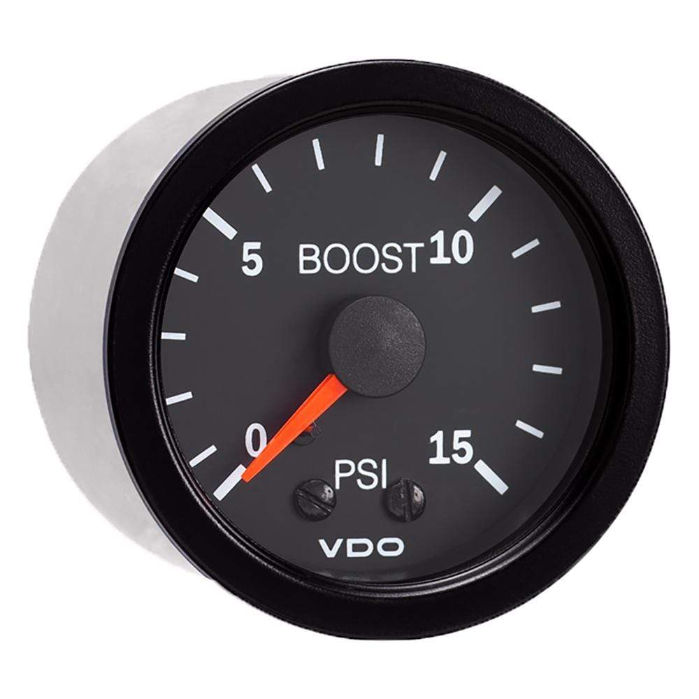 VDO Qualifies for Free Shipping VDO Vision Black 15 PSI Mechanical Boost Gauge 12v #150-101
