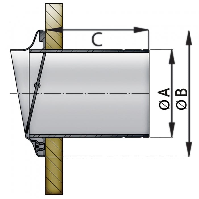 Vetus Qualifies for Free Shipping Vetus 2-3/8" Transom Exhaust Connection #TRC60SV