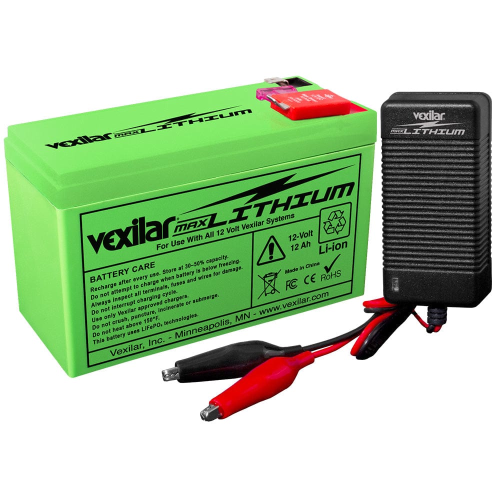 Vexilar Qualifies for Free Ground Shipping Vexilar 12v 12 Ah Max Lithium Battery with V-420L Rapid Charger #V-220L