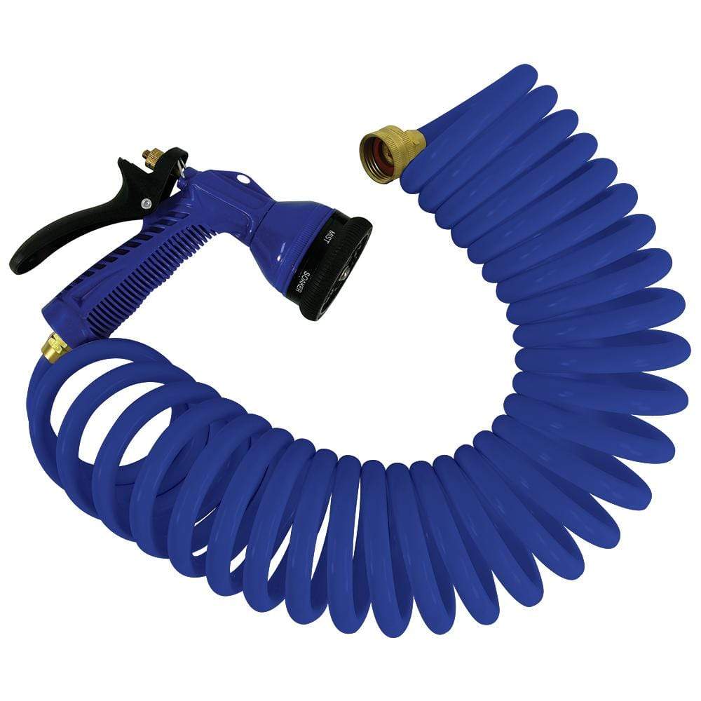 Whitecap Qualifies for Free Shipping Whitecap 15' Blue Coiled Hose with Adjustable Nozzle #P-0440B
