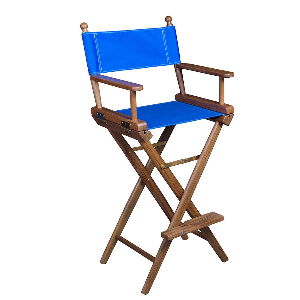 Whitecap Not Qualified for Free Shipping Whitecap Teak Captain's Chair with Blue Seat Covers #60045