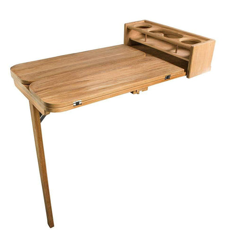 Whitecap Qualifies for Free Shipping Whitecap Teak Cockpit Table with Folding Leaves/4 Cup Holders #61392