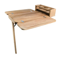 Whitecap Teak Cockpit Table with Folding Leaves/4 Cup Holders #61392