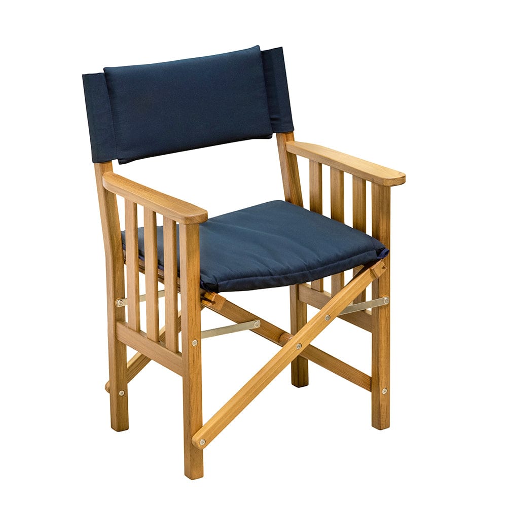 Whitecap Not Qualified for Free Shipping Whitecap Teak Director's Chair II with Navy Cushion #61052