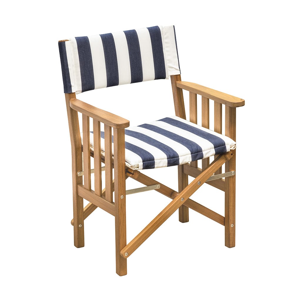 Whitecap Not Qualified for Free Shipping Whitecap Teak Director's Chair II with Navy & White Cushion #61050