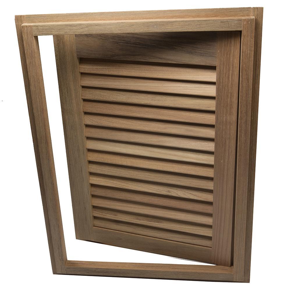 Whitecap Teak Louvered Door & Frame 15" x 20" Right Hand #60724