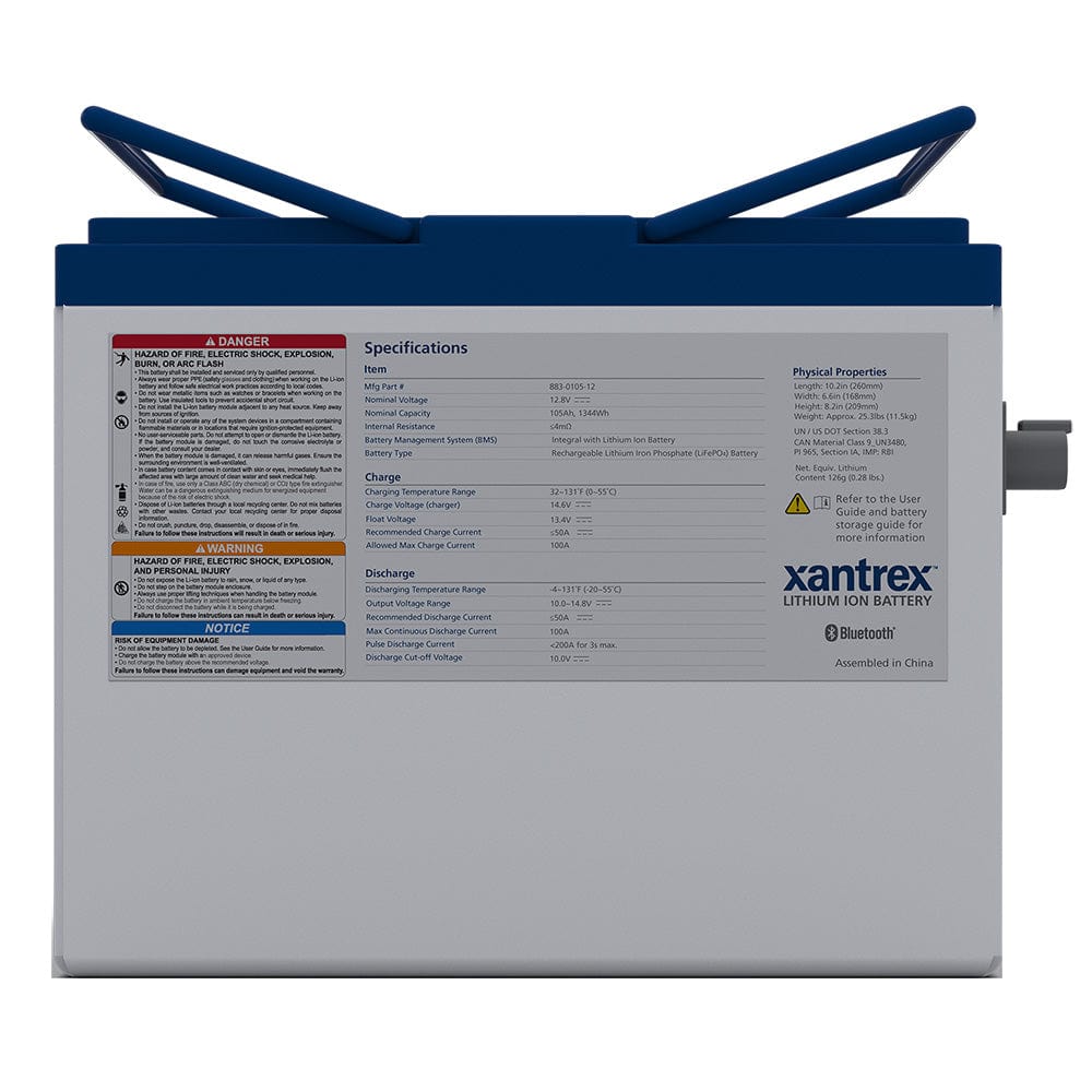 Xantrex Not Qualified for Free Shipping Xantrex 105ah 12v Group 27 Lithium Battery #883-0105-12